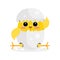 Cute newborn yellow chicken character, funny nestling in egg cartoon Illustration