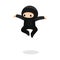 Cute ninja bouncing isolated on white background