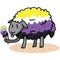 Cute non binary sheep. LGBT illustration with tasty ice cream.