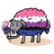 Cute non binary sheep LGBT illustration. Tasty ice cream clipart