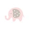 Cute nordic catoon elephant on white background for kids. Beautiful nursery room poster tempale with cute elephant baby