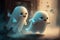 Cute not so scary ghost playing and having fun, Generative Ai