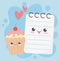 Cute notepad and apple love hearts kawaii cartoon character