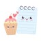 Cute notepad and cupcake love hearts kawaii cartoon character