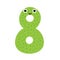 Cute number eight character for kids. Leaning numbers for preschool