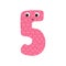 Cute number five character for kids. Leaning numbers for preschool