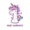 Cute Number One Unicorn Character Vector Illustration