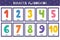 Cute numbers 1-10 flashcards collection. Learning numbers for preschool