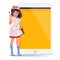 Cute nurse character design holding syringe and medical paper wi