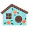 Cute nursery vector blue birdhouse in flat style isolated on white. Element for banner, stickers, postcards. Bird feeder