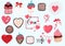 Cute object valentine collection with chocolate,strawberry,cupcake.Vector illustration for icon,logo,sticker,printable