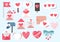 Cute object valentine collection with letter, heart,ribbon.Vector illustration for icon,logo,sticker,printable