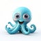 Cute Octopus 3d Illustration: Light Blue Style