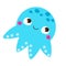 Cute octopus. Cartoon funny jellyfish
