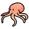 Cute octopus cartoon vector illustration motif set. Hand drawn isolated cephalopod elements clipart for ocean creature blog, sea