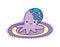 Cute octopus toy on carpet white background