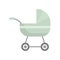 Cute olive green color baby stroller with textile ornament