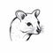 Cute Opossum Head Drawing On White Background