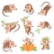 Cute Opossums Animals in Various Poses Set, Adorable Wild Animals Cartoon Characters Vector Illustration