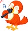 Cute orange bird singing