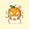 cute orange character with angry expression. nose blowing smoke, eyes bulging and grinning