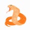 Cute orange cobra snake with green eyes.