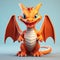 Cute Orange Dragon Figure 3d Illustration With Realistic Vray Tracing And Softbox Lighting