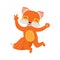 Cute orange fox character dancing, funny cartoon forest animal posing vector Illustration