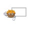 Cute orange fruit basket cartoon character Thumbs up bring a white board