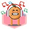 Cute orange fruit cartoon listening to the music no background mascot character vector design