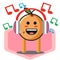 Cute orange fruit cartoon listening to the music no background mascot character vector design