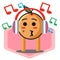 Cute orange fruit cartoon listening to the music no background mascot character vector design