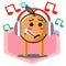 Cute orange fruit cartoon listening to the music no background mascot character vector design