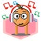 Cute orange fruit cartoon listening to the music no background mascot character vector design
