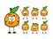 Cute orange fruit character cartoon mascot pose set humanized funny expression set