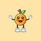 cute orange fruit character vector logo icon