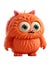 Cute orange furry monster on a transparent background