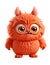 Cute orange furry monster on a transparent background