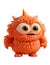 Cute orange furry monster on a transparent background