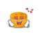 Cute orange macaron cartoon character showing a falling in love face