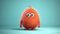 Cute Orange Monster In Vray Style With Thick Texture On Blue Background