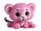 Cute orange, pink furry puppy tiger on a transparent background