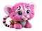 Cute orange, pink furry puppy tiger on a transparent background