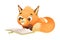 Cute Orange Squirrel Reading Book in Hard Cover Enjoying Interesting Story Vector Illustration