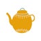 Cute Orange Teapot with Spout Ceramic Crockery Vector Illustration