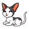 Cute oriental cat cartoon lying down