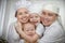 Cute oriental family with mother, father, daughter, son cooking in the kitchen on Ramadan, Kurban-Bairam, Eid al-Adha