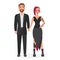 Cute original couple man and woman character flat vector illustration concept