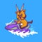 Cute Oryx Riding Ski Boat Cartoon Vector Icon Illustration. Animal Sport Icon Concept Isolated Premium Vector.