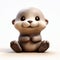 Cute Otter 3d Clay Render: Subtle Tonal Values And Carved Animal Figures